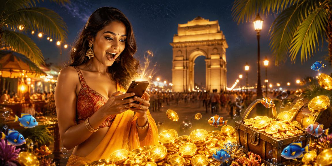 View of India Gate with coastal fishing game background, symbolizing fair play